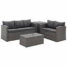 homedetail.co.uk 4 Piece Outdoor Sofa Rattan Set with Ottoman Tables, Grey Brown