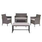 homedetail.co.uk 5 Piece Rattan Lounge Set Outdoor Patio with Bench & Table , Gr