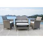 homedetail.co.uk 4 Piece Outdoor Sofa Rattan Set with Polywood Coffee Table Grey