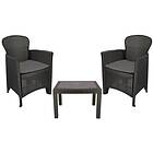 IPAE Rattan Table and Chairs Set Of 2 With Cushions & Grey