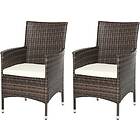Outsunny 2PC Outdoor Rattan Armchair Wicker Dining Chair Set Brown