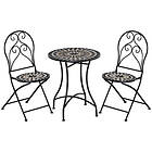 Outsunny 3 PCs Garden Bistro Set W/ Balcony Table and Chairs Metal
