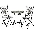 Outsunny 3 Pcs Mosaic Tile Garden Bistro Set Outdoor w/ Table Chairs Grey