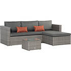 Outsunny 3 PCS Outdoor PE Rattan Chaise Lounge Furniture Sofa Set
