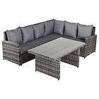 Outsunny 3pc All Weather Dining Set Garden Sofa & Table Brown