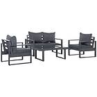 Outsunny 4 Piece Aluminium Outdoor Furniture Set w/ Table & Olefin