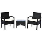 Outsunny 3PC Garden Rattan Bistro Set Balcony Dining Table Chair Black