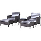 Outsunny 5pcs Outdoor Furniture Set Wicker Conversation Deep Grey White