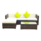 Outsunny 5pc Rattan Garden Sofa Set With Coffee Table Brown
