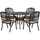 Outsunny 4 Seater Outdoor Dining Set with Cushions Parasol Hole Cast
