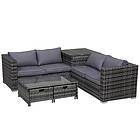 Outsunny 4Pcs Patio Rattan Sofa Garden Furniture Set Table Grey