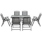 Outsunny 7 Pcs Garden Furniture Set w/ Dining Table 6 Folding Chairs Black