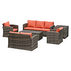 Outsunny 6 PCS Patio Rattan Sofa Set Conversation Furniture with Storage Brown O