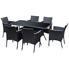 Outsunny 7pc Outdoor Dining Rattan Garden Furniture Set Black