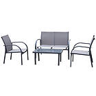 Outsunny 4pcs Patio Furniture Set Garden Sofa Glass Top Coffee Table