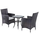Outsunny Rattan Garden Furniture Set of Chairs With Table Brown