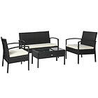 Outsunny Rattan Sofa Set Garden Furniture Outdoor Patio Wicker Weave Chair Table Black