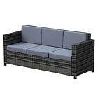 Outsunny Rattan Wicker 3-seater Sofa Chair Patio Furniture Grey