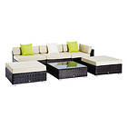 Outsunny 6 Pieces Rattan Funiture Set Conservatory Sofa Wicker Brown