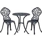 Outsunny Aluminium Bistro Set Garden Coffee Table Chair Outdoor Dining Black