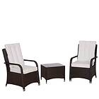 Outsunny Rattan 3PCs Chair Table Bistro Set Patio w/ Steel Frame White