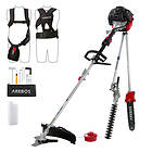 Arebos 4in1 ECO String Trimmer Hedge Pole Saw Scythe with padded professional vest