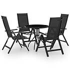 vidaXL Bistro Set 5 Piece Black and Anthracite Outdoor Dining Seat Table&Chair