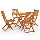 vidaXL Folding Outdoor Dining Set 5 Piece Solid Eucalyptus Wood Table & Chair