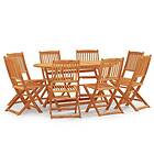 vidaXL Folding Outdoor Dining Set 9 Piece Solid Eucalyptus Wood Table & Chair