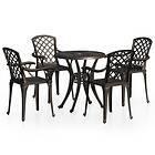 vidaXL Biatro Set 5 Piece Cast Aluminium Bronze Garden Table Chairs Furniture