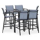 vidaXL Garden Bar Set 7 Piece Black and Grey Outdoor Furniture Table Chair