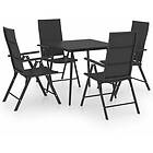 vidaXL Garden Dining Set 5 Piece Black Furniture Table and Chairs Outdoor