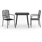 vidaXL Garden Dining Set 3 Piece Cotton Rope and Steel Black Dinner Furniture