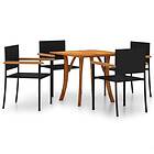 vidaXL Garden Dining Set 5 Piece Black Outdoor Furniture Patio