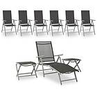 vidaXL Garden Lounge Set 9 Piece Black and Silver Outdoor Patio Chair Seating