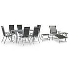 vidaXL Garden Dining Set 10 Piece Black and Silver Outdoor Table Chair