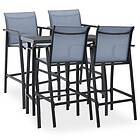 vidaXL Garden Bar Set 5 Piece Black and Grey Outdoor Furniture Table Chair