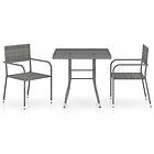vidaXL Garden Dining Set 3 Piece Poly Rattan Anthracite & Grey Table Chairs
