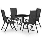 vidaXL Garden Dining Set 5 Piece Aluminium and Textilene Black Table Chairs