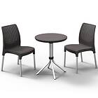 vidaXL Keter Bistro Set 3 Piece Chelsea Graphite Outdoor Garden Table Chairs 223562