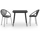 vidaXL Outdoor Dining Set 3 Piece PVC Rattan Black Garden Patio Furniture