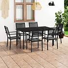 vidaXL Outdoor Dining Set 7 Piece Steel Garden Patio Dinner Table and Chair Blac