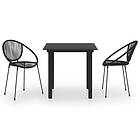 vidaXL Outdoor Dining Set 3 Piece PVC Rattan Black Patio Garden Furniture