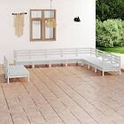 vidaXL Solid Pinewood Garden Lounge Set 10 Piece White Patio Pallet Sofa