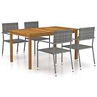 vidaXL Garden Dining Set 5 Piece Grey Patio Outdoor Dinner Table and Chairs