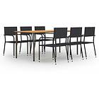 vidaXL Garden Dining Set 7 Piece Rattan Black Poly Outdoor Furniture