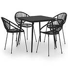 vidaXL Outdoor Dining Set 5 Piece PVC Rattan Black Garden Patio Furniture