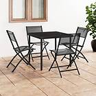 vidaXL Outdoor Dining Set 5 Piece Steel Garden Patio Dinner Table and Chair Blac