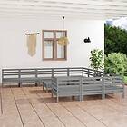 vidaXL Solid Pinewood Garden Lounge Set 12 Piece Grey Wooden Outdoor Sofa Seat