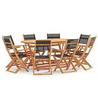 vidaXL Outdoor Dining Set 9 Piece Black Eucalyptus Wood&Textilene Table&Chair